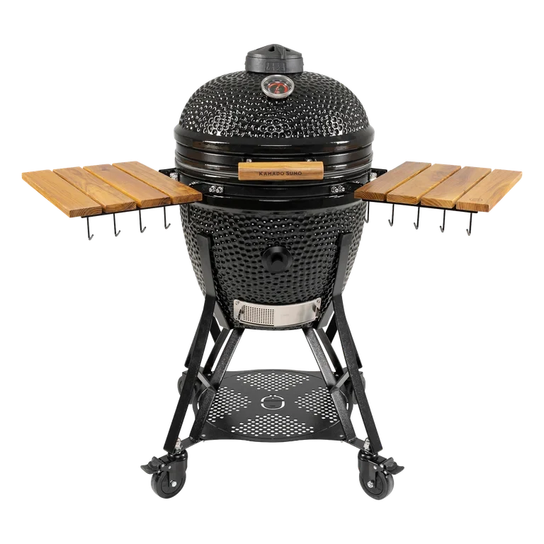 Kamado Sumo Large Gen 2 i svart keramik på stativ